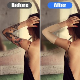 Vicenpal - 2 pares de mangas de compresión para el antebrazo completo para cubrir el antebrazo, corrector, mangas UV para mujeres y hombres (desnudo, 7.1 x 3.9 pulgadas)