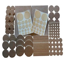 Merriway BH05069 (140 Pcs) Premium Self Stick Hardwood Floors and Furniture Protection, Including 40 Finer Felt Pads for More Delicate Objects, Beige - Pack of 40 Pieces