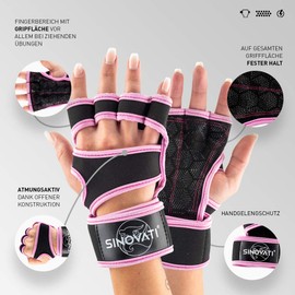 SINOVATI Fitness Gloves, Breathable, Non-Slip Training Gloves, Sports Gloves for Weightlifting with Wrist Supports, Strength Sports for Men and Women
