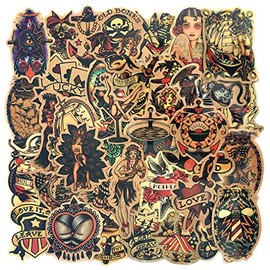 Vintage Stickers, Retro Girl Sailor Sticker Pack 50pcs Waterproof Vinyl Decals for Water Bottles Laptops Cars Skateboards Mens Cave Decorations