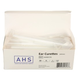 American Hospital Supply Ear Curettes | Ear Pick Wax Removal Tool Cleaner | Individually Wrapped Plastic Ear Cleaner Tool for Teens Adult (4 MM - Spoon Tip) White