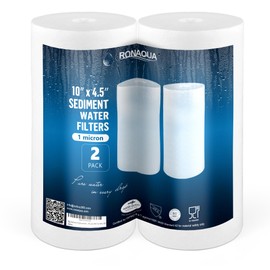 Ronaqua 10" x 4.5" Big Sediment Replacement Water Filter Cartridge, 1 Micron, NSF Certified, for Whole House, Compatible with RFC-BBSA, W15-PR, WFHD13001B, GXWH35F, HF45-10BLBK10PR and AP817, 2 Pack