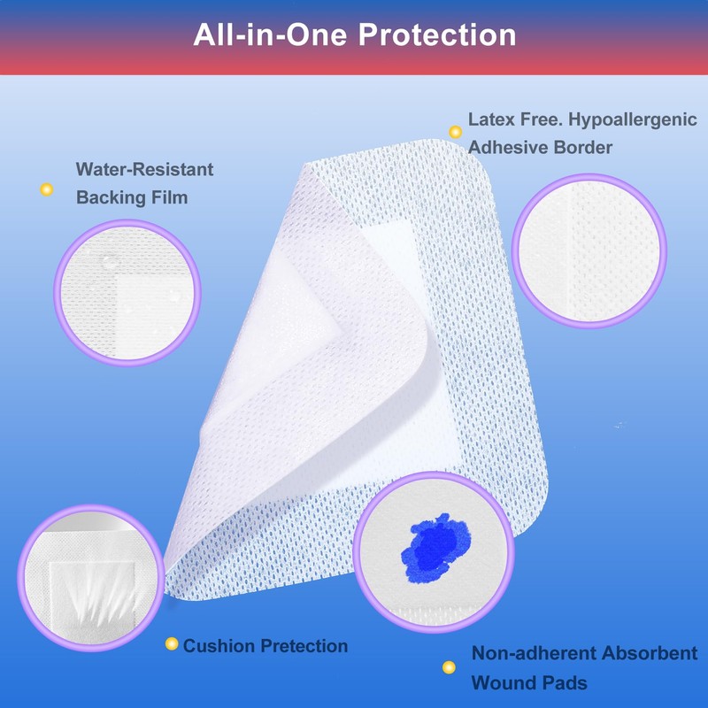Niceful 50 Count Adhesive Gauze Island Dressing 4" x 4",