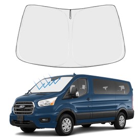 Front Windshield Sun Shade Foldable Sunshade Protector Custom Fit 2022 2021 2020 2019 2018 2017 2016 2015 Ford Transit Accessories 2022 Upgrade