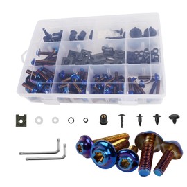 CHIFUN Motorcycle Fairing Bolt Kit Blue M5 M6 Stainless Steel Screws Assortment Kit Plastic Grommets Nuts Washers Clips Universal for Sport Dirt Bike Bodywork Fairing Windscreen