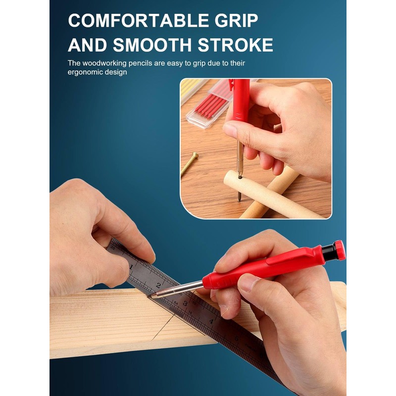 3 Pack Mechanical Carpenters Pencils Built-in Pencil Sharpener with 36