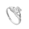 Sterling Silver & Moonstone June Birthstone Claddagh Ring Size T