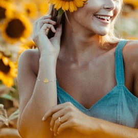 BriLove 925 Sterling Silver CZ Honeybee Sunflower Bracelet for Women Link Adjustable Love Heart Charm Jewelry Gifts for Mom Mothers Day Birthday