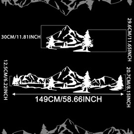 TOMALL 1 Pair Mountain Tree Forest Vinyl Decals for Car Body Door Sides Universal Waterproof Mountains Graphic Stickers Decoration for Vehicles Travel Trailer SUV Truck Off-Road (Large-White)