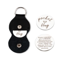 Rumyve Pocket Hug Tokens,Encourage Hug Tokens with Keychains Long-distance Relationship Gifts,Pocket hug Token Gifts with Leather Keychains
