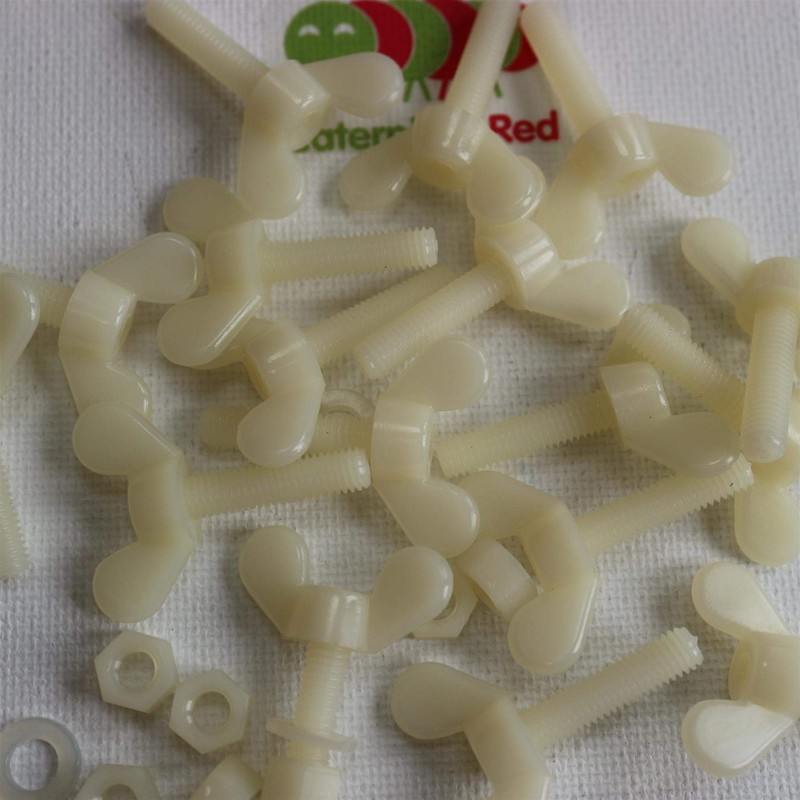 50x Nylon Butterfly, Wing Nut with Thread, Machine Screws, Includes