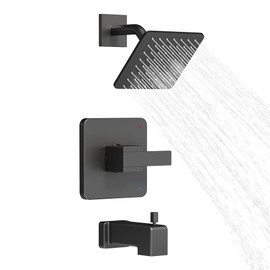 Replacement for Delta Faucet Shower Trim Kit 14 Series, Bathtub and Shower Faucet Set with 6-Inch Matte Black Shower Head（Valve/Cartridge Not Included）