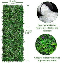 ODTORY Artificial Greenery Wall Panels: 40'' x 120'' UV-Anti Faux Greennery Grass Wall Privacy Backdrop Fence Screen for Garden Fence Covering Privacy, Outdoor Indoor Home Decor (40 X 120 in)