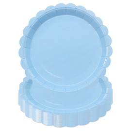 50Pcs Light Blue Paper Plates Blue Party Supplies 9 Inch Disposable Dessert Plates Birthday Party Plates for Valentines Tea Party Baby Shower Wedding Graduation Picnic BBQ