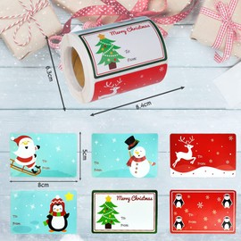 OLRWSLG Stickers for Gift, 1 Roll Gift Stickers, Christmas, 8 x 5 cm, Address Stickers, Christmas Gift Stickers, 6 Types Pattern, Christmas Gift Stickers for Gifts, Scrapbooking