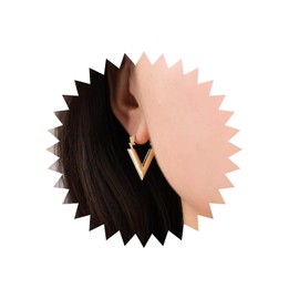 Allereya Boho Triangle Huggie Hoop Earrings Gold Triangle Stud Earrings V Shaped Hoop Earrings Open Triangle Earrings Letter v Earrings Jewelry for Women