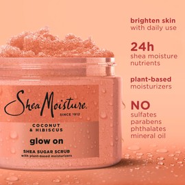 SheaMoisture Shea Sugar Body Scrub For Glowing Radiance Coconut Hibiscus Glowing Radiance Body Scrub With 24h Shea Moisture Nutrients 12 oz