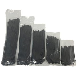 EzySup 500 Pieces Assorted Cable Ties,100/150/200/250/300mm,18kg Tensile Strength,Black(100 Pieces of Each Size)