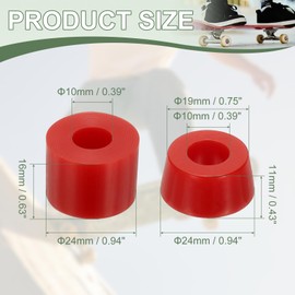 YELARXI Skateboard Bushings, Skateboard Truck Rebuild Long-Board Kit Bushings Washers Pivot Cups-Fitting for (Outdoor Skateboard Parts) 92A & PU & Red
