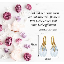 925 Silver Hanging Earrings with Austrian Crystal - Jewellery for Women and Girls - Pendant Earrings Ideal for Gifts for Women Ladies Silver Gold-Plated 24, Sterling Silver, Crystal