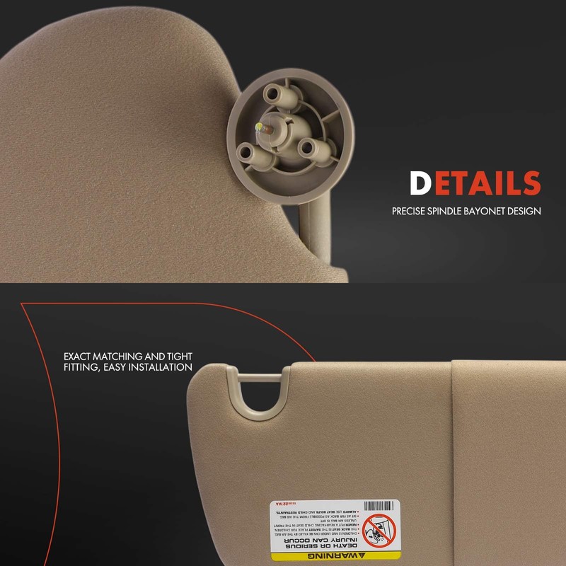 A-Premium Left Driver Side Sun Visor Assembly Compatible with Dodge