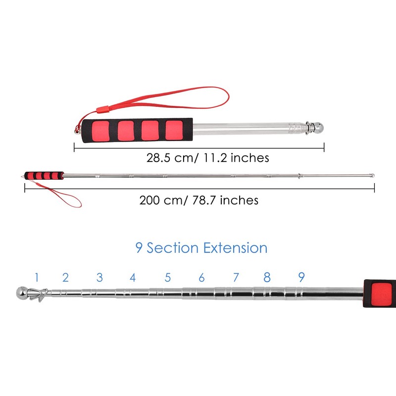 Telescopic Flag Pole, 2 Pieces, Handheld Flag Pole, Stainless Steel