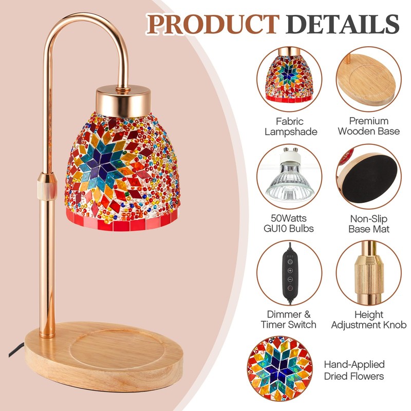 Baquler Turkish Candle Warmer Lamp with Timer Electric Dimmable Candle