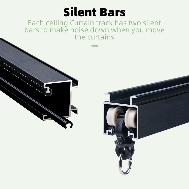 MLOQI Curtain Tracks Ceiling with Soundproof Strips, Curtains Tracks Rails