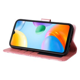 Compatible with Realme C11 (2021) and C20/C20A 4G Cover, [TPU+PU Leather] Card Slot Flip Kickstand Case Pink