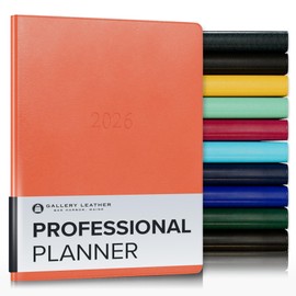 Gallery Leather Professional Planner 2026, Elegantly Bound Calendar Planner and Notebook with Stylish Gold-Gilded Page Edges, 12 Months - Caribbean Sunset - 9 x 7 "