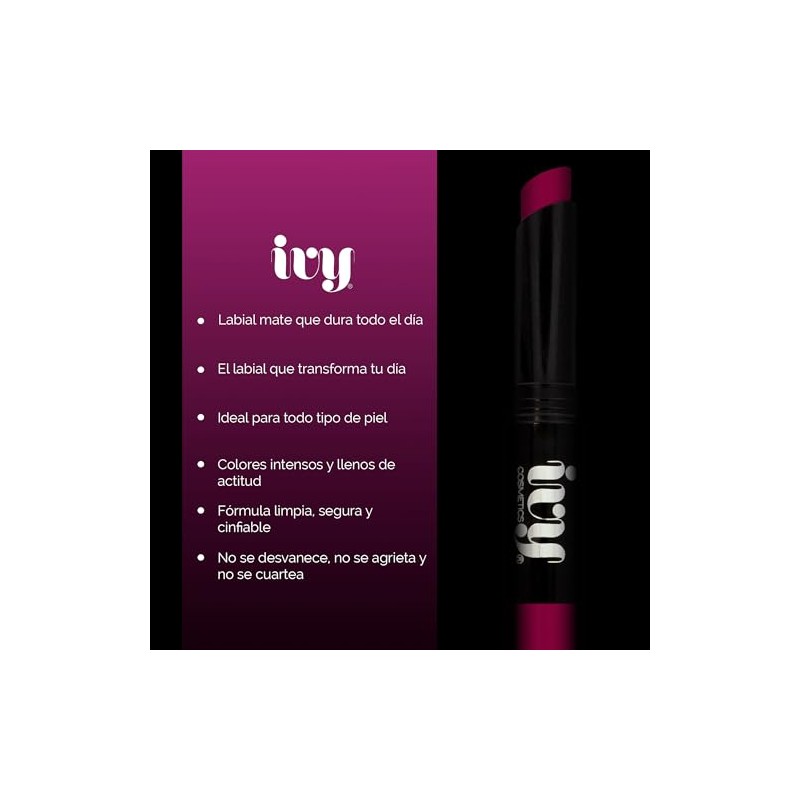 Labial Mate IVY de Larga Duracion - 15 Tonos disponibles