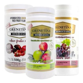 Grenetina Hidrolizada 100 Natural 500 Grs Pretty Bee Bote Sabor Frutos Manzana Uva