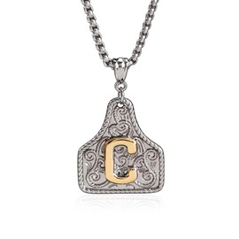 Your Always Charm Western Initial Necklace for Women, Cow Tag Belt Buckle Pendant, Adjustable Country Concert Rodeo Outfit Jewelry Gift