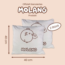 6vibes Molang & Piupiu Cushion Cover 40 x 40 cm - 2 Decorative Cushions Korea - Decorative Cushions for Couch Cushion Covers in 6 Different Designs to Collect