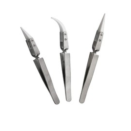 Wolfride Reverse Action Tweezers for Precision Work Stainless Steel Tweezers Anti-Magnetic Acid Ceramic Tip Antistatic Anti-Static Locking Tweezers for Electronics, Jewelry, Crafts, Laboratories,