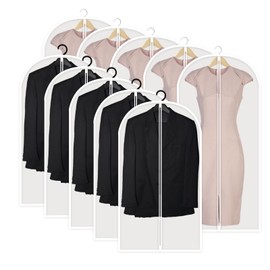 Swanote Juego de Ropa Bolsa para Ropa Funda Protectora para Ropa Bolsa para Traje Transparente Ligera (Juego de 10) Funda Antipolvo Transpirable de PEVA para Almacenamiento de Ropa y Viajes