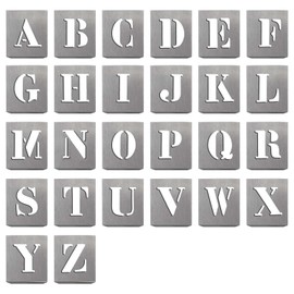 HAUTMEC Vintage Aluminum Letters Stencils, A to Z Aluminum Stencils & Holder, 60mm Letters, Shop Stencil, Advertising Stencilling, Craft-Printing, Reusable HT0244-ST