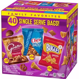 Bugles/Chex Mix/Gardettos Bugles, ChexMix and Gardetto Variety Pack Snack Mix (40 ct.)