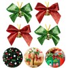 24 Pieces Christmas Tree Bows with Bells 3.5 Inch Small