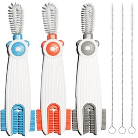 3 in 1 Cup Lid Gap Cleaning Brush Set with 3 Straw Cleaner Brush, Multifunctional Cup Cover Cleaning Brush, Small Cleaning Brushes for Nipple, Water Bottle Lid, Home Kitchen Cleaning Tools, Pack of 3