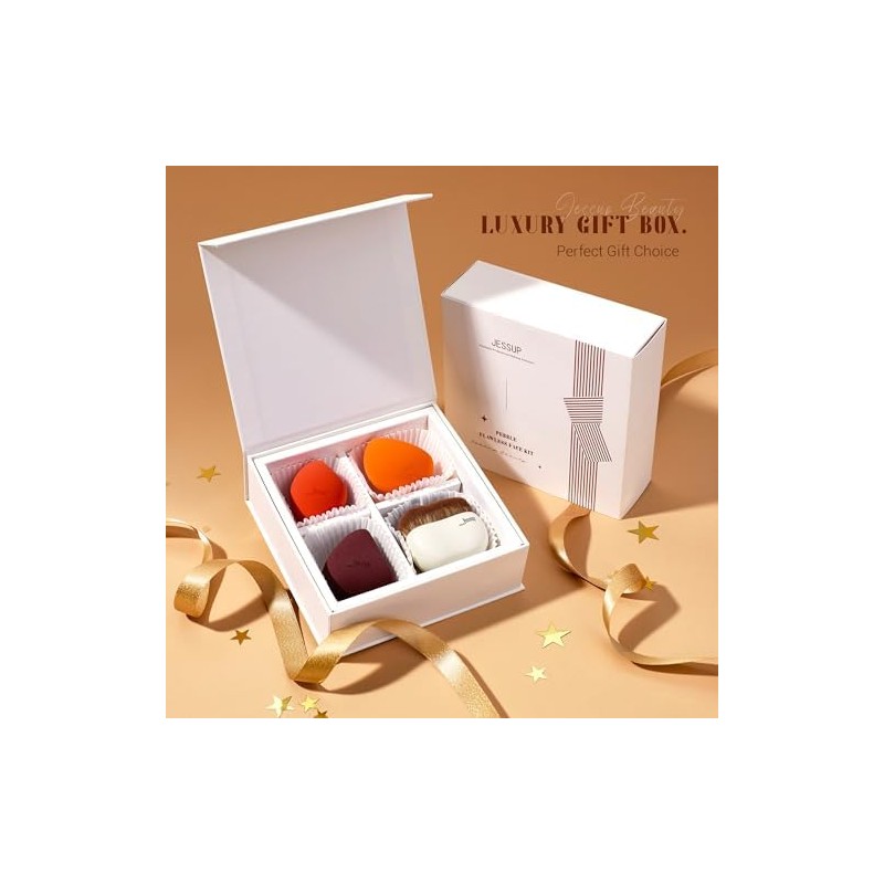 Jessup Juego de brochas para base de maquillaje con esponja,