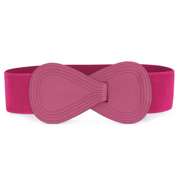 Allegra K Plus Size Interlock Buckle 8-shaped Faux Leather Elastic
