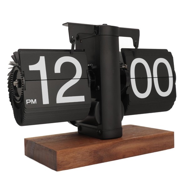 Flip Clock, Single Sided Digital Flip Down Clock Retro Auto Mechanical Flip Clock Desk Clock for Home Livingroom 12 Hours (Black)