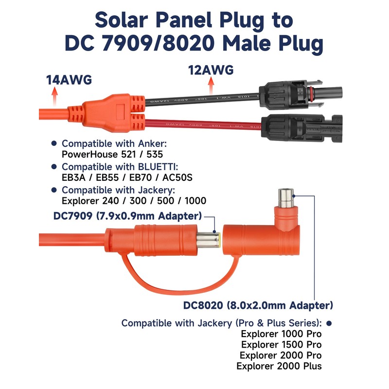 YHPWOQ 6FT Solar Connector to DC 8mm Adapter Cable