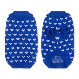 Dog Sweater Heart Puppy Sweater Warm Soft Pet Cloth Dog Outfits for Small Dogs and Cats (Blue, XS)