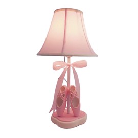 Cozylight Bedside Lamp, Pink Dancing Shoes Design, 14inch Tall Table Lamp with Fabric Stitch Shade for Girl’s Bedroom Décor, Including an E26 LED Bulb (Push Button)