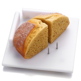 Funnymoom Single One Handed Cutting Board 8" x 8" Plastic Adaptive Cutting Board with Aluminum Nails for Peeling Slicing, Suction Feet for Sticking to Counter, Corner Guards Prevent Food Sliding