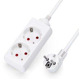 Aigostar Socket Strip 2-Way Table Socket Child Lock 3G 1.5 m㎡ 3 m Cable White