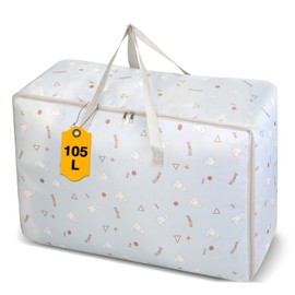 Romon Borsa Portaoggetti, 1 Pezzi 105L Borse di Stoccaggio Trasloco Grandi Impermeabile con Cerniera e Maniglia, Borsoni Sacchetti Pieghevole Scatole Armadio Viaggio per Vestiti Coperte Trapunte, Blu