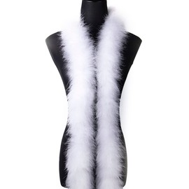 White Fluffy Marabou Feather Boa for DIY Craft Sewing Trim Home Wedding Party Christmas Decoration（2 Yards 50g）